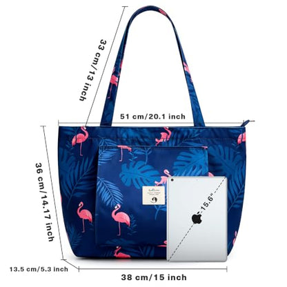 WLLWOO Yoga Mat Carrier Bag for Women Canvas Carryall Tote Gym Pilates | Large Holder Zipper Shoulder for Beach Travel Workout Fitness Office - color: Flamingo