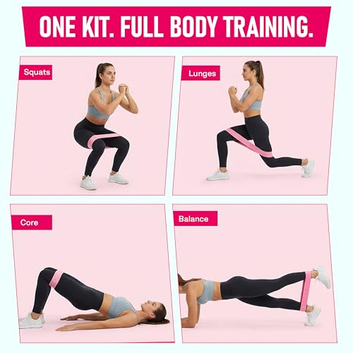 Poler Booty Resistance Bands Set for Women – 3 Fabric Bands (Light, Medium, Heavy) + Pilates Ball – Non-Slip Glute & Leg Workout Kit for Home Fitness, Yoga & Strength Training - color: Black P