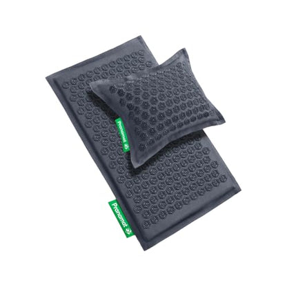 Pranamat Acupressure Large Mat and Pillow Set, Premium Acupressure Therapy for Pain Relief and Relaxation, Handcrafted in Europe with Sustainable and Natural Materials (Graphite Gray) - color: Graphite Gray