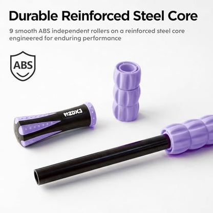 Muscle Roller & Massage Roller Stick for Athletes - Lymphatic Drainage Support, Relieves Muscle Soreness, Cramping & Tightness - Targets Legs, Arms, Back & Calves （Purple Wheel） - color: Purple