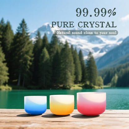 432HZ PCS Aria Gradient Crystal Singing Bowl Set of 3,GEC Note - size: 8"G 10"E 12"C