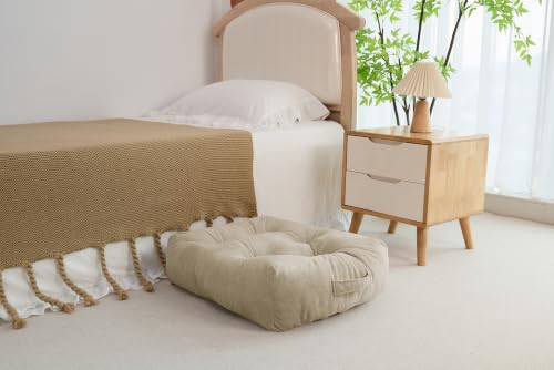 Floor Pillow for Adults, Large Sitting & Meditation Cushion - color: Beige, Square
