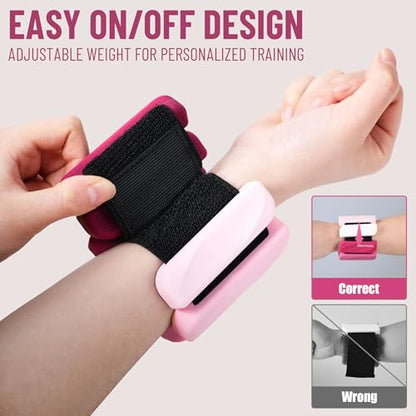 Ankle Wrist Weights for Women 2lbs/4lbs Pairs Adjustable Silicone Weights - color: Gradient Pink, size: 2 lbs Pair (1 lb Each)