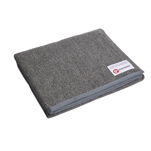Manduka Yoga Wool Blanket - Yoga Prop and Accessory, Roll, Fold, Stack to Support, Made of Wool, 60 Inch (152cm), Sediment Grey