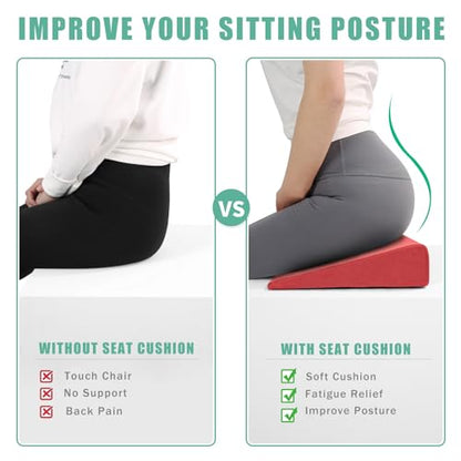 BUYUE Wedge Cushion for Butt Lift Women, Hard-Firm EVA Foam for Lift HIPS Up Fitness Training, Plank Position Mat, Non-Slip Chair Seat Pad, 15.7"x 12.5", Rose Pink - color: Rose Pink