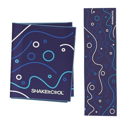SHAKEitCOOL Extended Size Cooling Towel – Be Cool in Style - Heat Relief, Soft, Lightweight, Sun Protection, Easy Clean - Perfect for Biking, Hiking, Running, Yoga, Golf, Gardening - Swim Bubble M - color: Swim Bubble