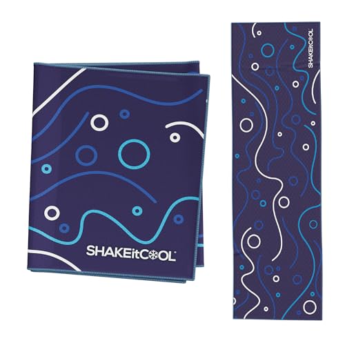 SHAKEitCOOL Extended Size Cooling Towel – Be Cool in Style - Heat Relief, Soft, Lightweight, Sun Protection, Easy Clean - Perfect for Biking, Hiking, Running, Yoga, Golf, Gardening - Swim Bubble M - color: Swim Bubble