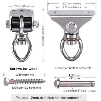 BeneLabel Heavy Bag Hanger for Punching Bag Beam Mount Hardware 360° Rotation Boxing Bag Ceiling Mount I-Beam Hanger for Hanging Heavy Punching Bags Wall Hangers - color: Silver