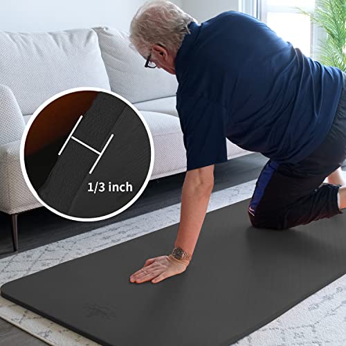 Hatha Yoga TPE Yoga Mat 72"x 27"x1/3" Non-slip Exercise Mat | Thick Eco-friendly Workout Mat for Home, Yoga, Pilates & Floor Workouts - color: black