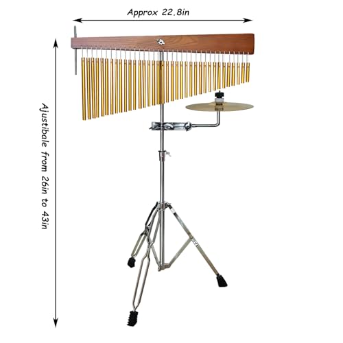 Adjustable Height Wind Chime Single-row Percussion Chime wtih Collapsible Tripod Stand Bar Chime for Class Yoga (36 Note Chime with Cymbals) - color: 36 Note Chime With Cymbals