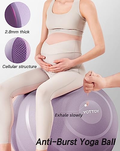 YOTTOY Anti-Burst Exercise Ball for Working Out, Yoga & Pregnancy, Extra Thick Workout Ball for Physical Therapy & Fitness - color: purple, size: 26IN/58-65cm