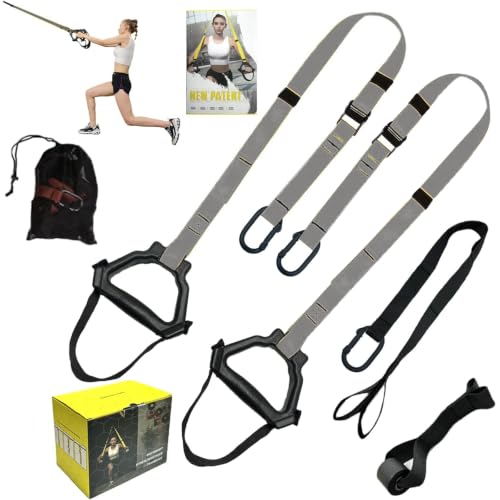 Bodyweight Resistance Training Straps, Home Gym Fitness Trainer kit - color: Gray