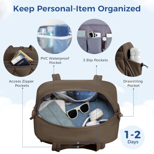 Women's Duffle Gym Bag, Carry-On Shoe Compartment for Weekender Overnight - color: Chocolate, size: Medium