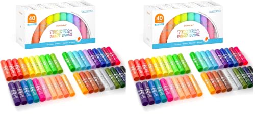 Tempera Paint Sticks, 40 Colors Solid Tempera Paint for Kids, Super Quick Drying, Works Great on Paper Wood Glass Ceramic Canvas (Pack of 2) - color: Multi