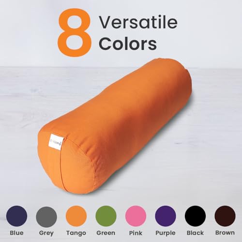 Sol Living Yoga Bolster Pillow for Restorative Yoga, 100% Cotton Meditation Cushion, Extra Firm Support Bolster for Yoga Body Pillow with Removable Washable Cover and Carry Handle