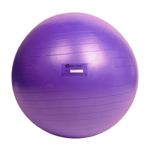 Body Sport Exercise Ball with Pump for Home, Gym, Balance, Stability, Pilates, Core Strength, Stretching, Yoga, Fitness Facilities, Desk Chairs - color: Purple (45 cm)
