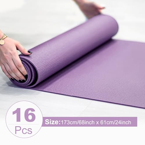 Funtery 3 mm Thin Yoga Mats Bulk, 68 x 24 Inches Lightweight PVC Exercise Mats Non Slip Workout Fitness Pads for Yoga Pilates Stretching Classes Gym Home Studio - color: Smoky Purple