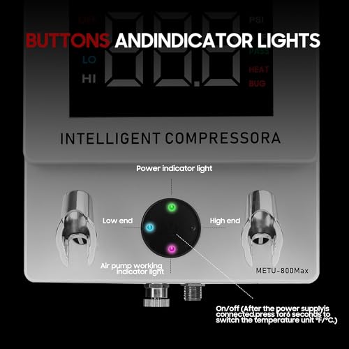 Smart Airbrush Compressor for Precision Detail Work, 7–30 PSI Adjustable Pressure, Real-Time Digital Display, Ultra-Quiet 40dB, 1/8" Outlet, for Modeling, Nail Art, Cake Decorating