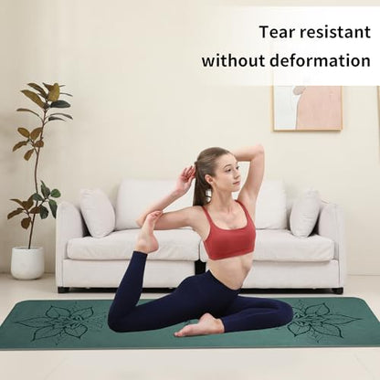 HAHE Yoga Mat Thick (8MM,1/3"), Eco-Friendly POE Non Slip Yoga Mat, High Rebound & Shock Absorption, Anti-Tear & Sweat-Resistant for Yoga, Fitness, Home, Workouts, Large Pilates Mats 72"x24" with Carrying Strap - color: blackish green