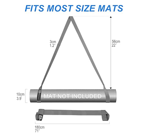 A AZURELIFE [MAT NOT Included] Yoga Mat Sling, Yoga Mat Straps for Carrying, Easy-Cinch Yoga Mat Holder Strap - color: Gray