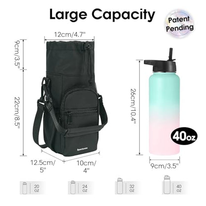 sportsnew Grey Yoga Gym Bags for Women with Shoes Compartment and Wet Dry Storage Pockets with 32oz 40oz Water Bottle Carrier Bag Insulated Water Bottle Pouch Holder with Adjustable Shoulder Strap Bla