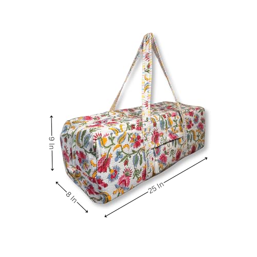 Large Capacity Handblock Printed Yoga Mat bag for Women, Gym Bag, Fits Yoga Blocks, Adjustable strap, Pilates, Gym, Fitness Block & Gear, Light and Durable - color: Summer Time