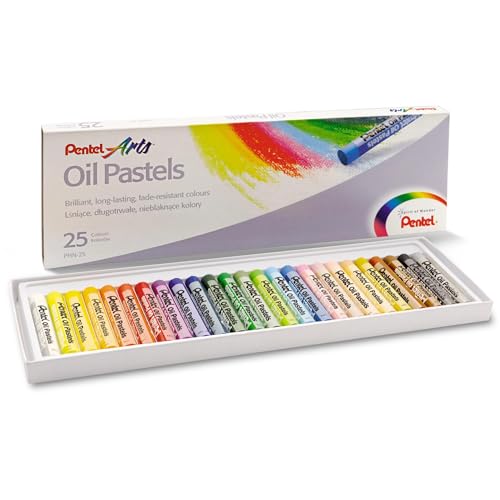 Pentel Arts Oil Pastels, Assorted colours, 1 pack of 25 sticks - size: 25 Count (Pack of 1)