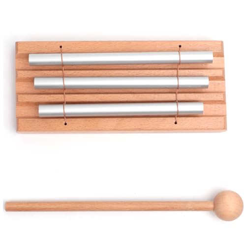 3-Tone Hand Chime with 2 Mallet - Handheld Percussion Instrument with Mallet for Mindfulness, Yoga, Classroom Management and Focus Training