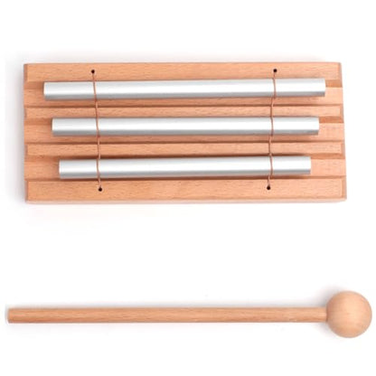 3-Tone Hand Chime with 2 Mallet - Handheld Percussion Instrument with Mallet for Mindfulness, Yoga, Classroom Management and Focus Training