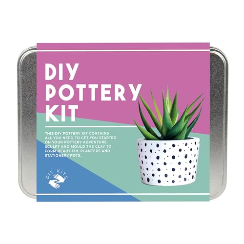 Gift Republic Pottery Kit Beginners Pottery Craft Set Clay Pottery Gift Fun Home Made Craft Project Kids Teens Adults Sculpting Tool Set Gift Tin
