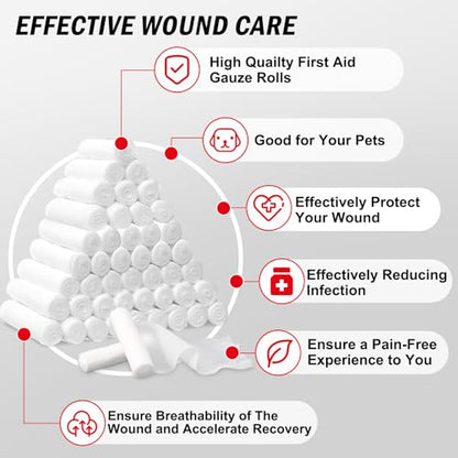 DMSKY 180 Pack Gauze Rolls, 4 in x 4.1 Yards | Individually Wrapped Gauze Wrap Roll for Wounds, Premium Rolled Gauze Bandage Wrap, Mummy Wraps - color: 180pack, size: 4 IN