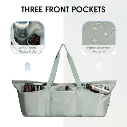 sportsnew Large Yoga Mat Bag Trolley Sleeve Gym Carrier Shoe Bag Wet Pocket - color: Green
