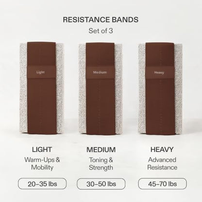 Premium Loop Resistance Bands Set - Non Slip Fabric Booty Bands for Glutes & Legs (Light, Medium, Heavy) | Hip Bands for Pilates, Strength Training & Home Workouts - color: Velvet Cocoa
