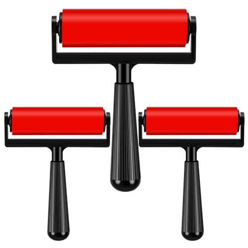 Geelin 3 Pack Rubber Brayer for Gel Printing 4 Inch Rubber Brayer Roller for Printmaking