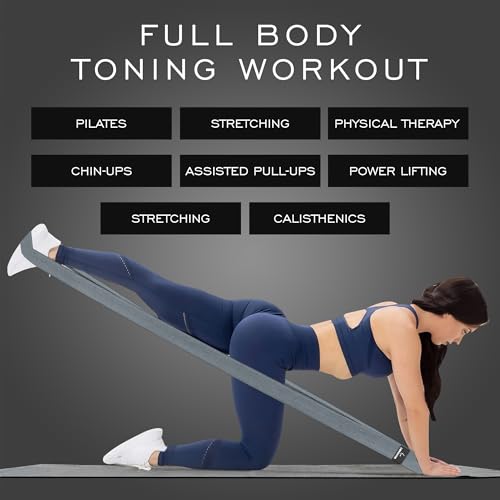 Premium 76" Extra Long Resistance Band for Working Out, 3" Wide Non-Slip Fabric Exercise Band for Stretching, Yoga, Strength Training & Physical Therapy (Gray)