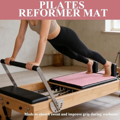 QCWN Non-Slip Pilates Reformer Mat Cover, 39" x 24" Pilates Machine Towel with Headrest Cutout, 0.8mm Sweat-Wicking Micro-Suede Foldable Mat for Female Pilates Enthusiast Exercise Matfor Pilate Training Yoga - color: Pink