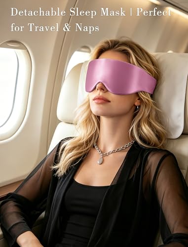 Satin Bonnet for Sleeping with Eye Mask，No Slip Sleep Bonnet with Long Curling Ribbons for Braids & Long Hair - color: Pink