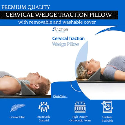 Cervical Traction Wedge Pillow - Neck Shoulder Scapula Relaxer - Gentle Spinal Correction - Posture, Occiput Release, Headaches & Migraines