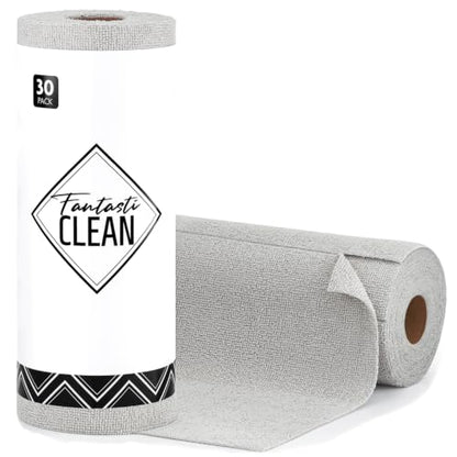 Fantasticlean Microfiber Cleaning Cloth Roll- 30 Sheets, 12" x 12" (Grey) - color: Grey, size: 30 pack