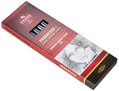 KOH-I-NOOR Progresso Woodless Graphite Pencil Set (Set of 6)
