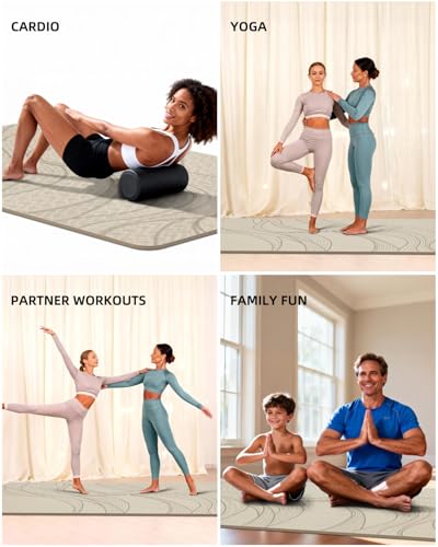 Large Yoga Mat (75.5"x47.6"x0.4"）Extra Wide & Thick 10mm | Non-Slip Exercise Mat, High-Density TPE Mat for Yoga Pilates & Home Gym Workouts - color: Cream