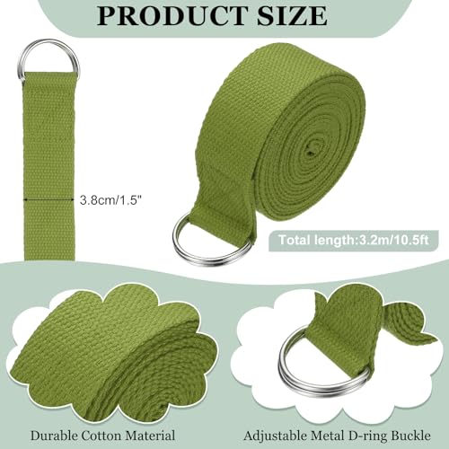 Yoga Strap for Stretching, Athletic Stretch Band with Adjustable Metal D Ring Buckle Yoga Bands - color: Dark Green, size: 10.5ft