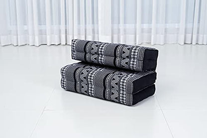 Leewadee Foldable Floor Mattress – 2 in 1 Floor Meditation Mat for Yoga and Relaxation, Seating Futon with Kapok - color: Cbt3 - Black