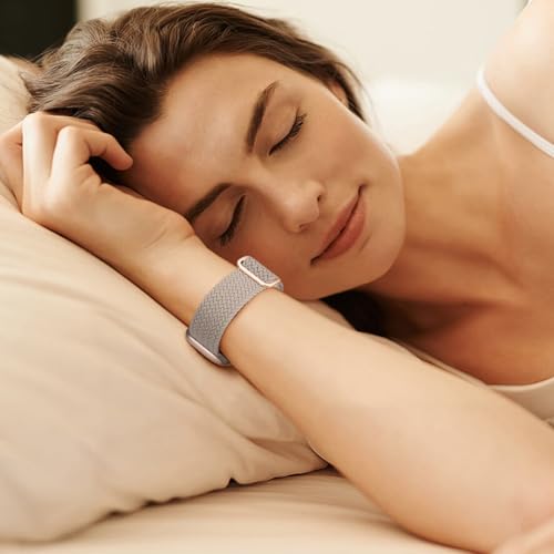 Braided Stretchy Nylon Band Compatible for Apple Watch Bands Women Men - color: MilkTea, size: 44mm/45mm/46mm/49mm