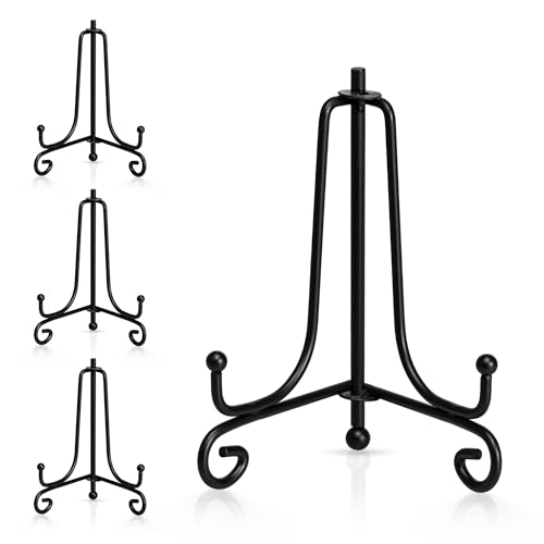 Artliving 3.5 Inch Black Mini Iron Stand Cookie Holder Display Stand Place Card Holder Display Easels at Weddings, Birthday Party (4 pack) - size: 3.5 inch (4 pack)