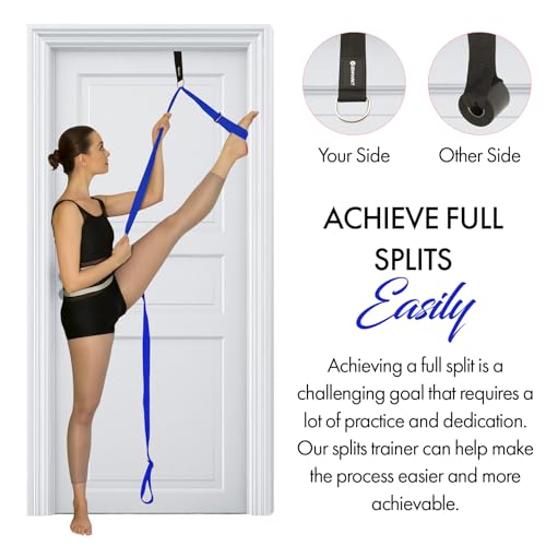 Stretching Strap with Door Anchor for Splits and Flexibility Training - color: Dark Blue
