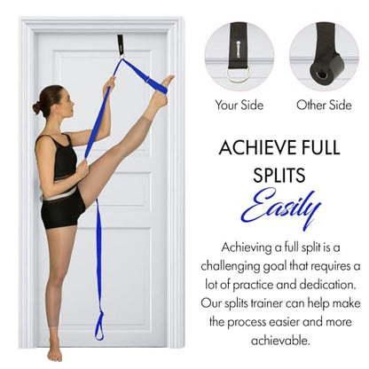 Stretching Strap with Door Anchor for Splits and Flexibility Training - color: Dark Blue