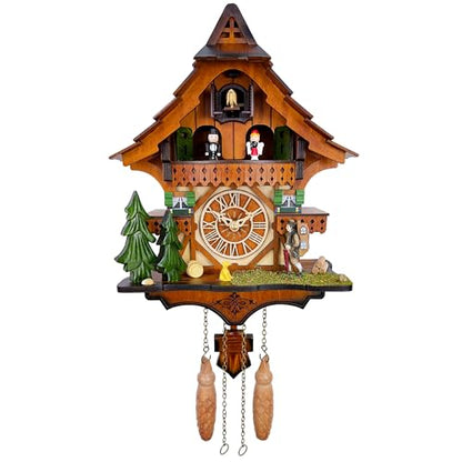 Cuckoo Clock with Rotating Dancers, Black Forest Chalet, Quartz