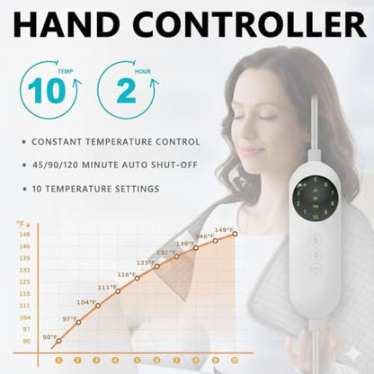 Extra Large Heating Pad -20x40 Inches Electric Heat Pad for Back Pain Relief with 10 Temperature Settings and 3 Timer Auto Shut Off, Gifts for Mom - size: 20x40 Inch Gray