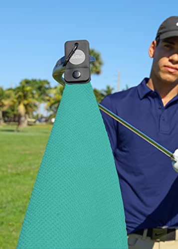 Magnetic Golf Towels for Golf Bags with Clip & Ultra Strong Magnet - Waffle Weave Microfiber Towel for Secure Hold on Bags & Carts - Ideal Club Cleaner & Accessories - Aqua - color: Aqua